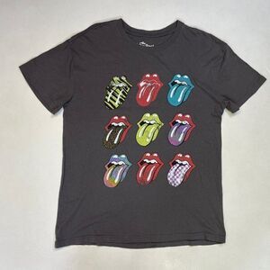 The Rolling Stones Retro Graphic T-shirt Women Medium Music Gray